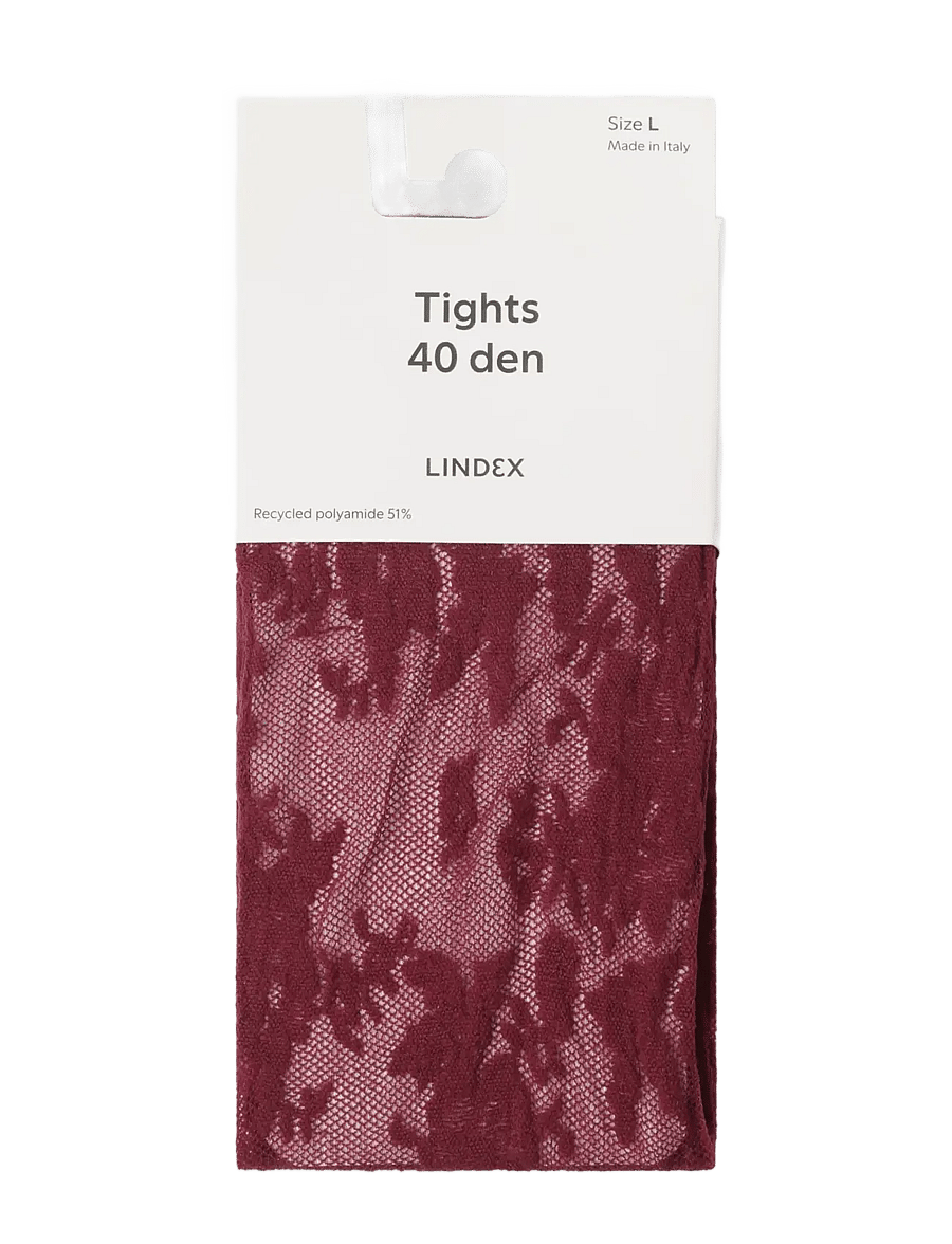 Lindex - Tights in lace 40 denier - besondere anlässe - dark dusty lilac - 0