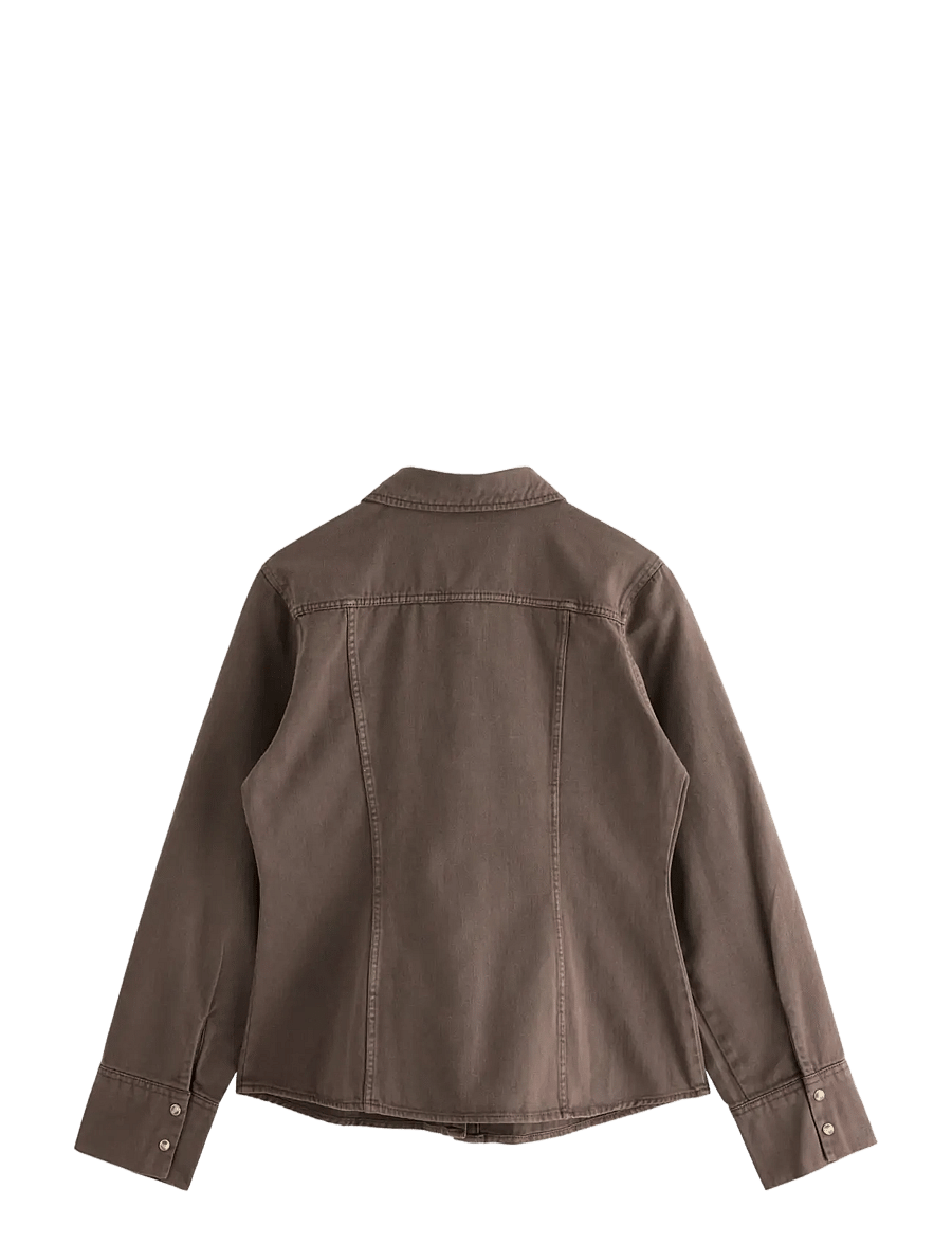 Lindex - Shirt in twill - long-sleeved shirts - brown - 2