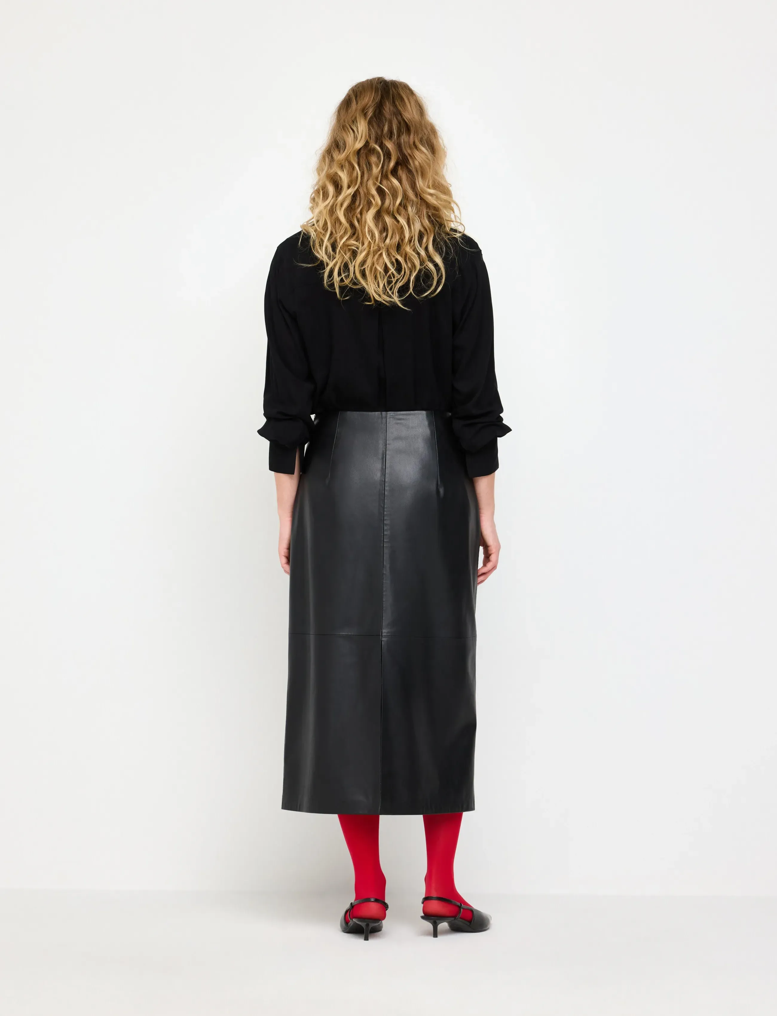 Lindex - Midi skirt in imitation leather - black - 3