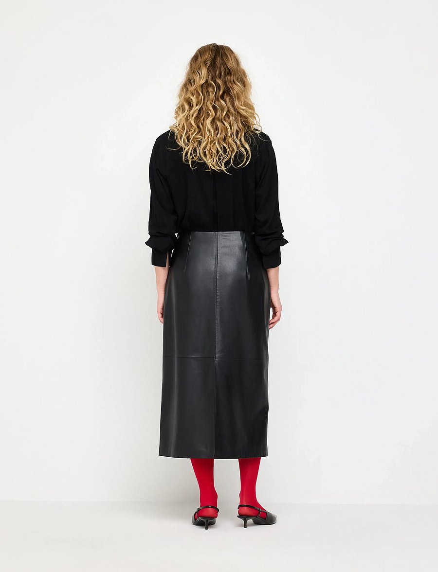 Lindex - Midi skirt in imitation leather - black - 3