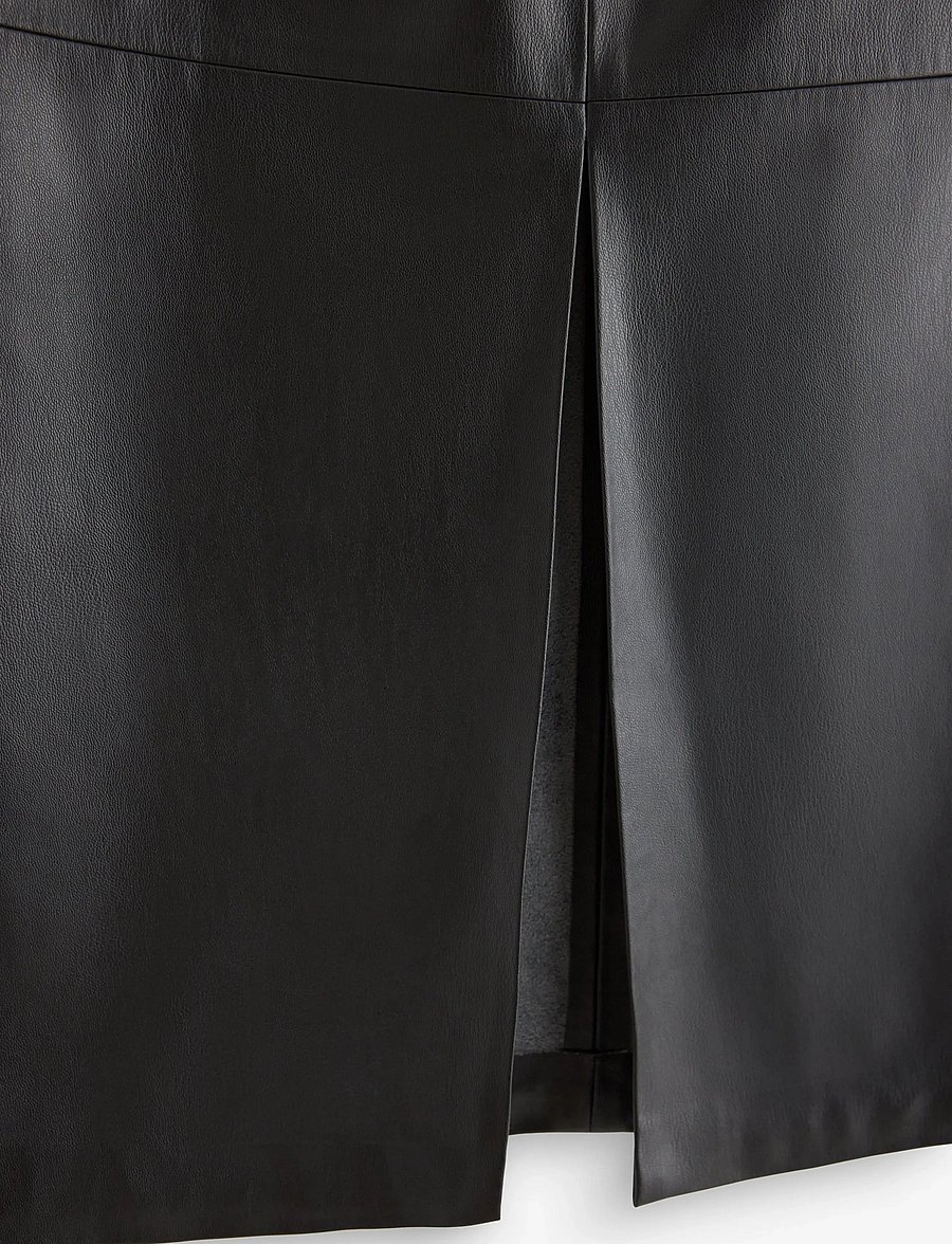 Lindex - Midi skirt in imitation leather - black - 5