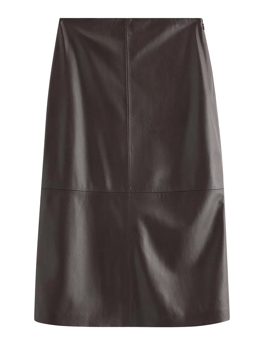 Lindex - Midi skirt in imitation leather - dark brown - 1