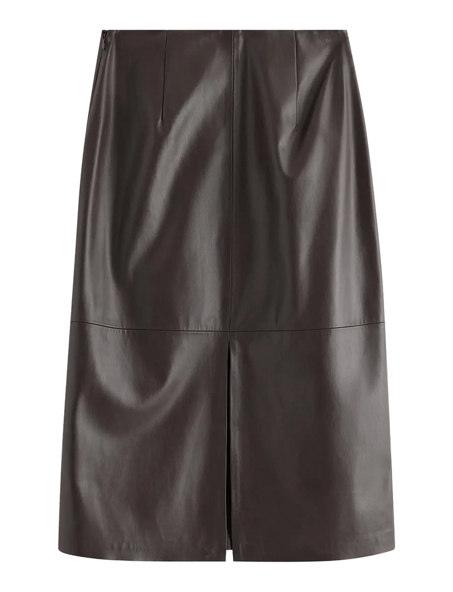 Lindex - Midi skirt in imitation leather - dark brown - 2