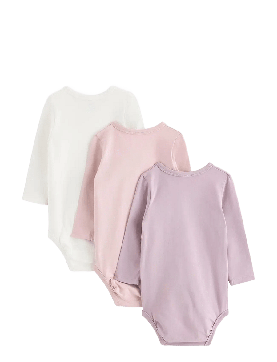 Lindex - 3-pack solid wrap bodysuits - långärmade bodies - light dusty lilac - 1