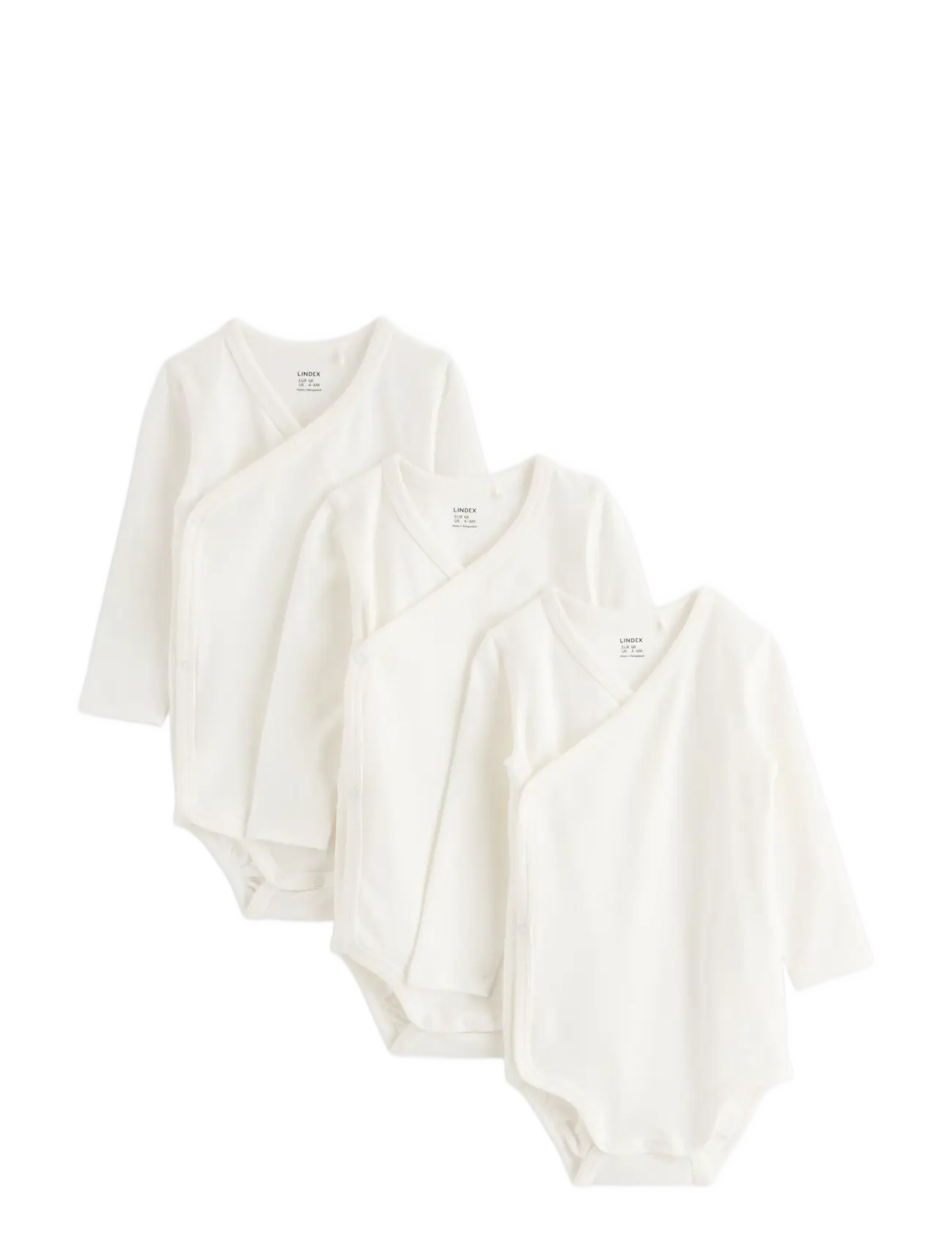 Lindex 3-pack solid wrap bodysuits - Langærmede bodyer - LIGHT DUSTY WHITE / cream