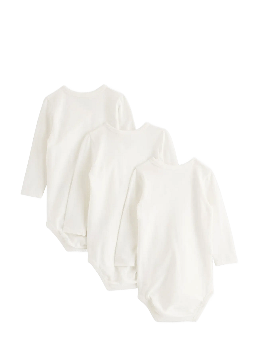 Lindex - 3-pack solid wrap bodysuits - langærmede bodyer - light dusty white - 1