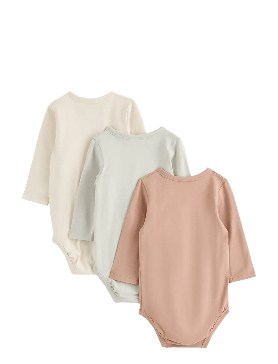 Lindex - 3-pack solid wrap bodysuits - långärmade bodies - light khaki - 1