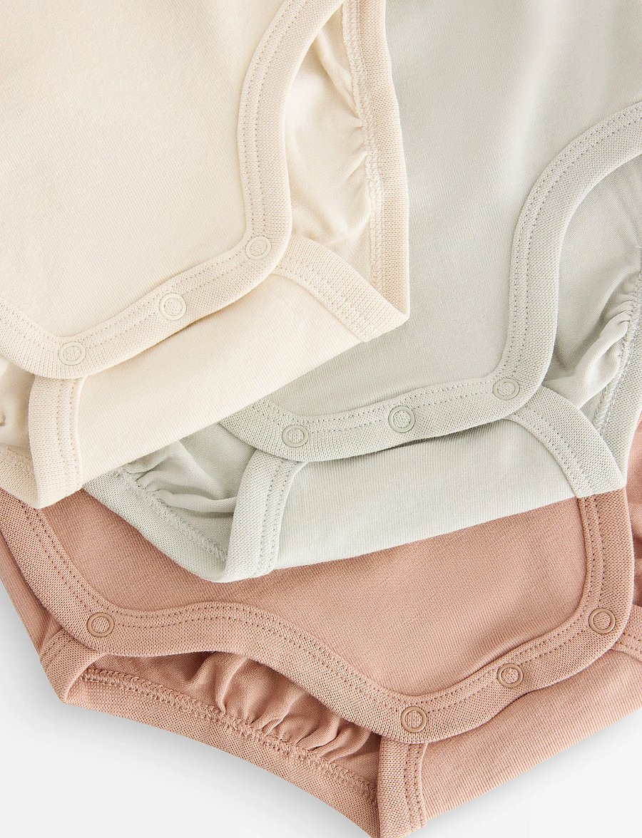 Lindex - 3-pack solid wrap bodysuits - långärmade bodies - light khaki - 2