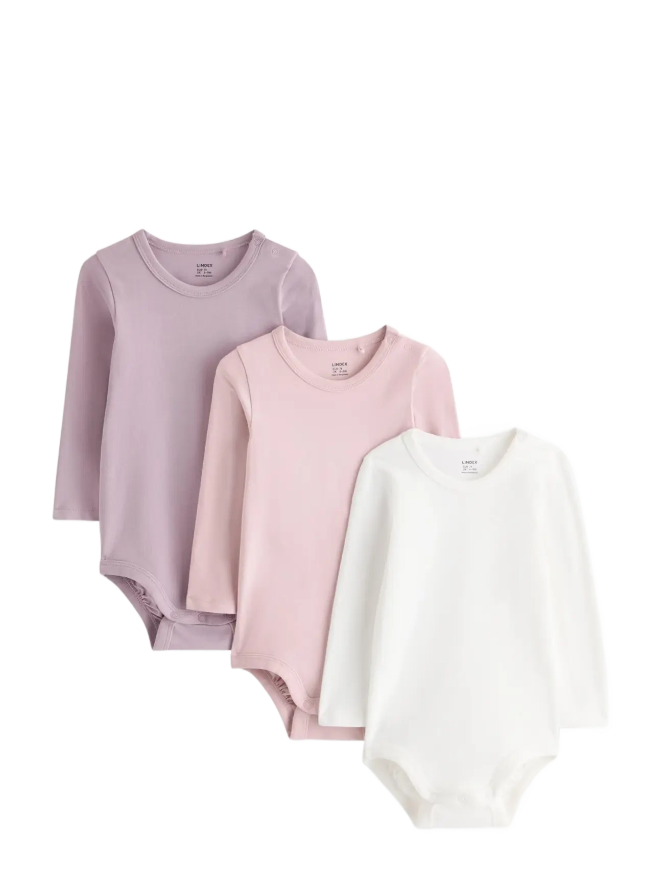 Lindex 3-pack bodysuits - Lindex - LIGHT DUSTY LILAC / purple