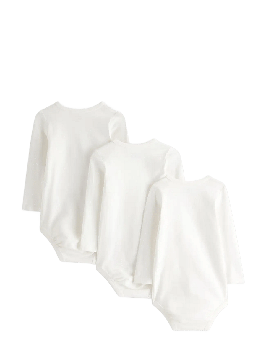 Lindex - 3-pack bodysuits - langærmede bodyer - light dusty white - 1