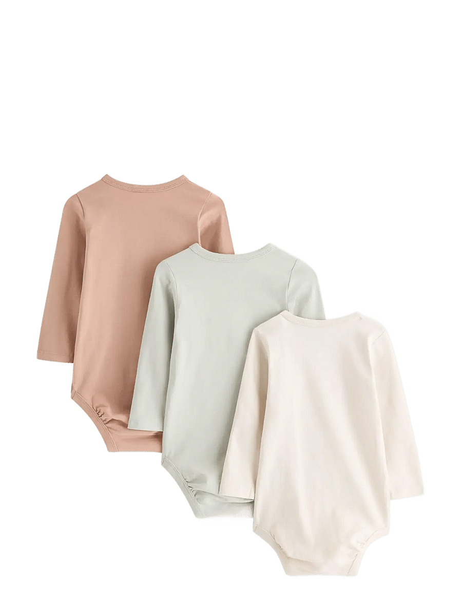 Lindex - 3-pack bodysuits - långärmade bodies - light khaki - 1