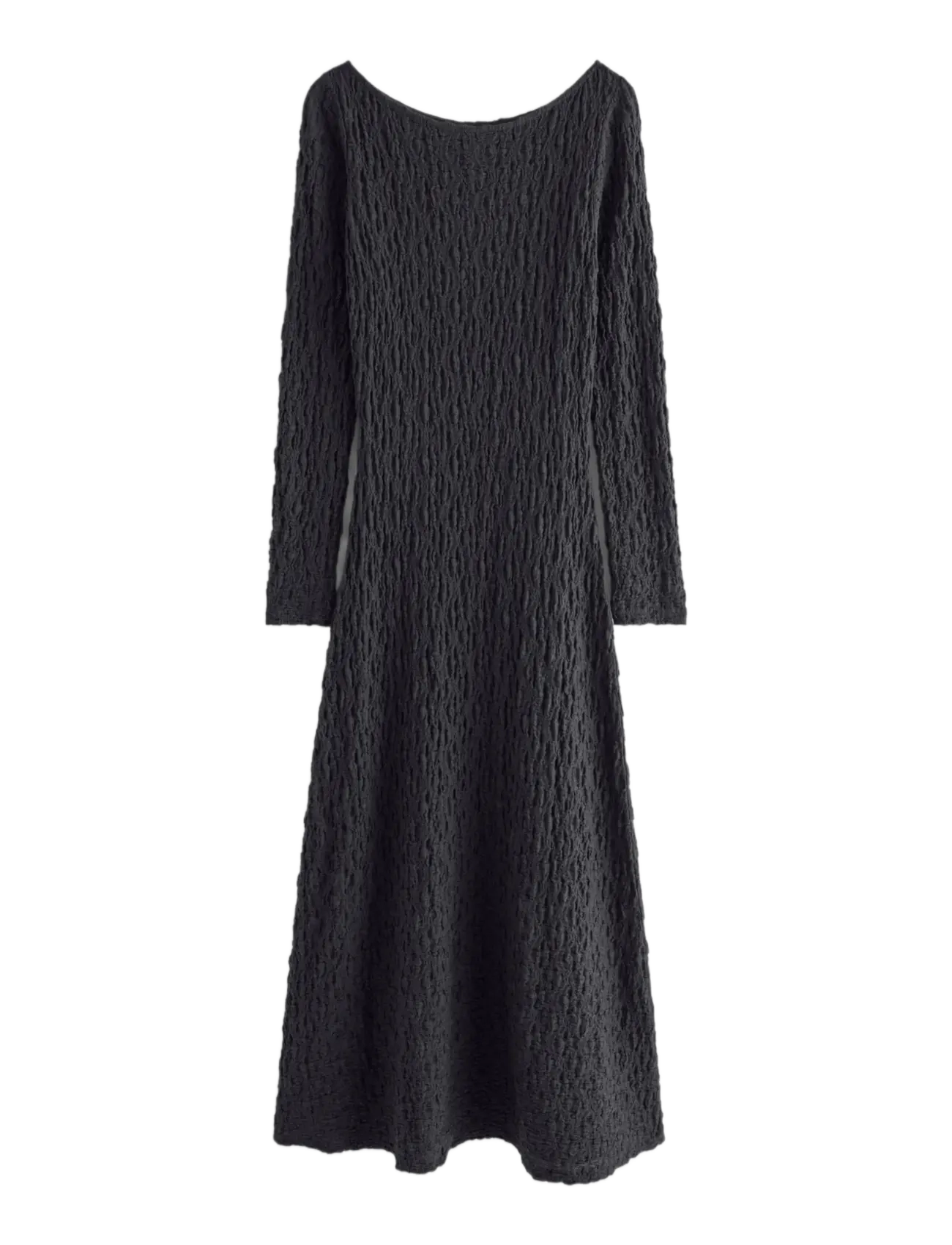 Lindex - Crinkled midi dress with long sleeves - midi dresses - black - 1