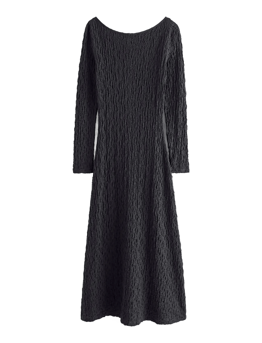 Lindex - Crinkled midi dress with long sleeves - midi dresses - black - 2