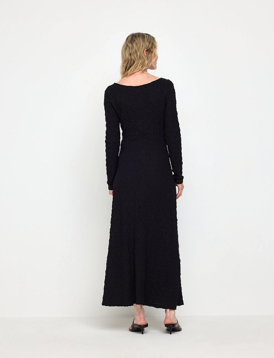 Lindex - Crinkled midi dress with long sleeves - midi dresses - black - 3