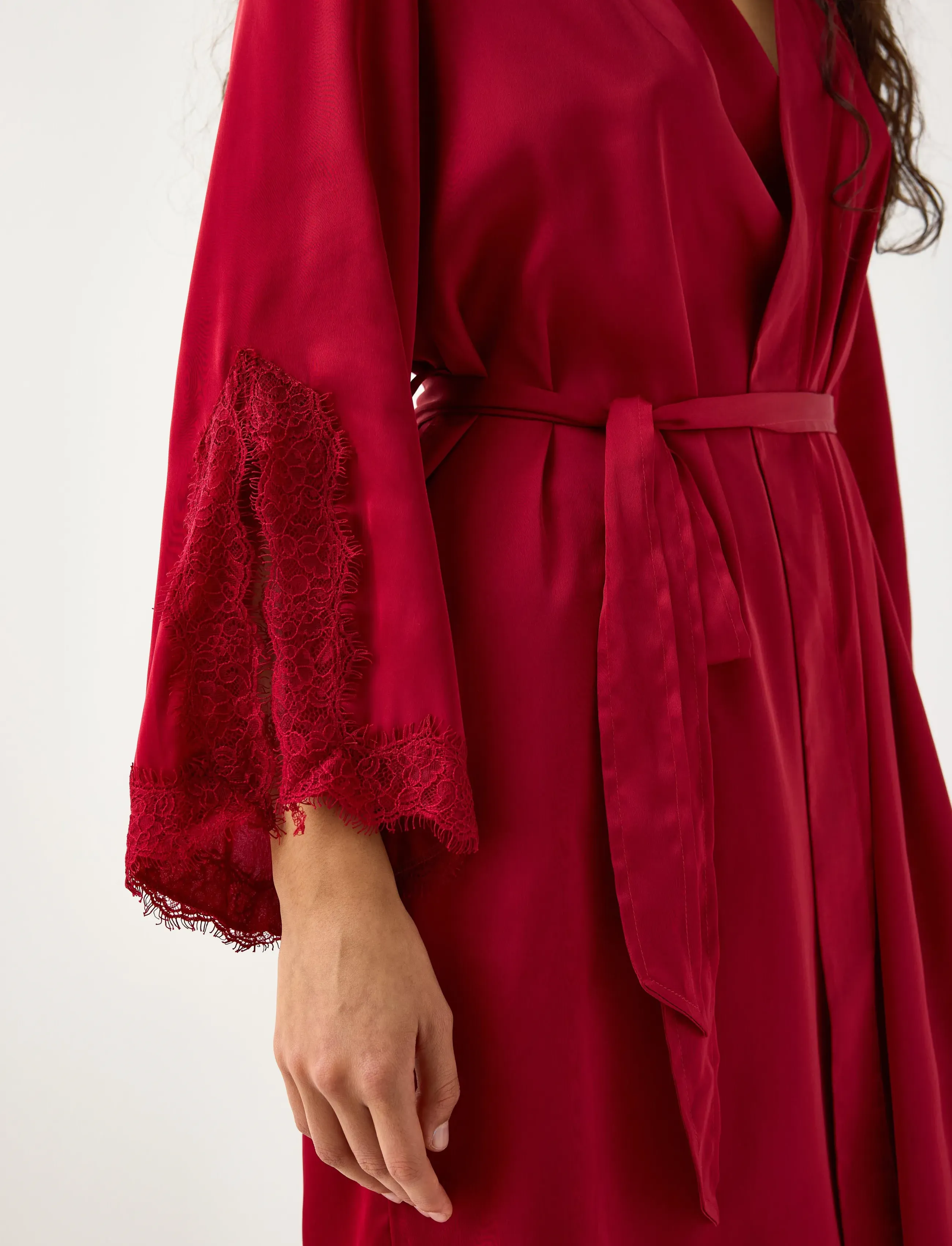 Lindex - Satin robe - red - 4
