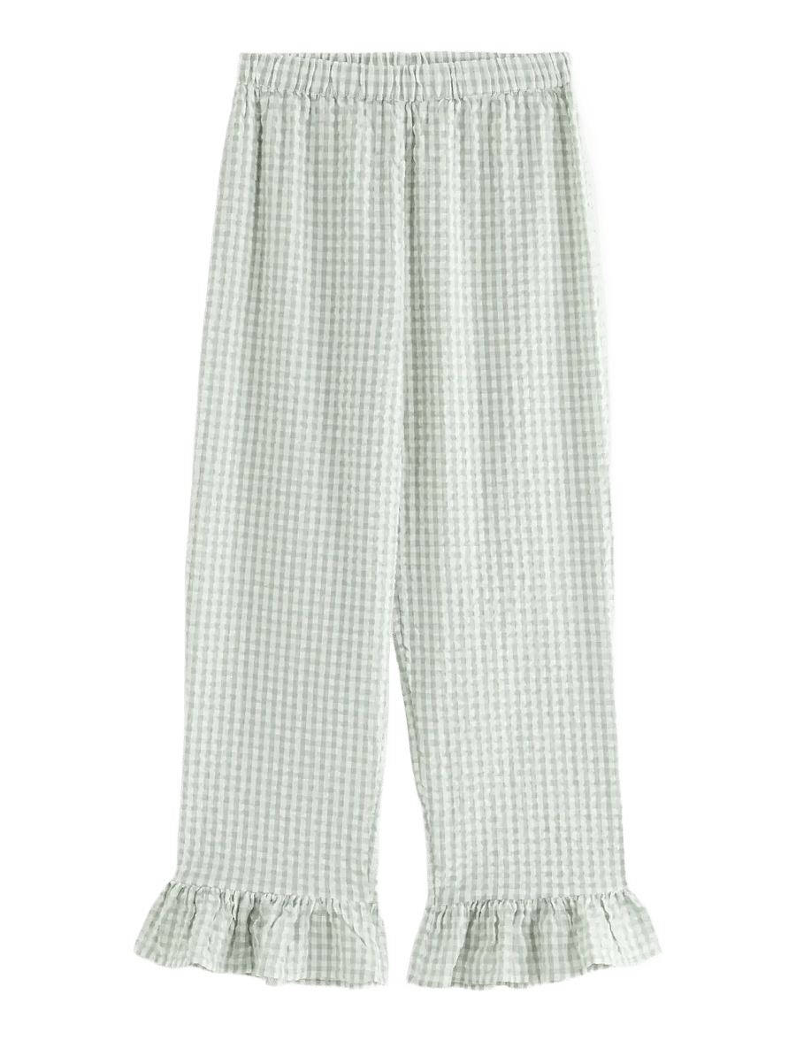 Lindex - Pyjama trousers in seersucker - pyjamasbyxor - light dusty green - 0
