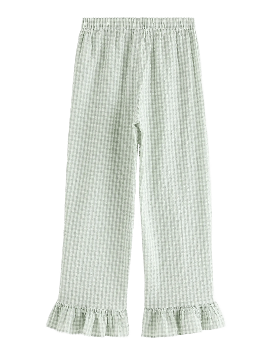 Lindex - Pyjama trousers in seersucker - pyjamasbyxor - light dusty green - 1