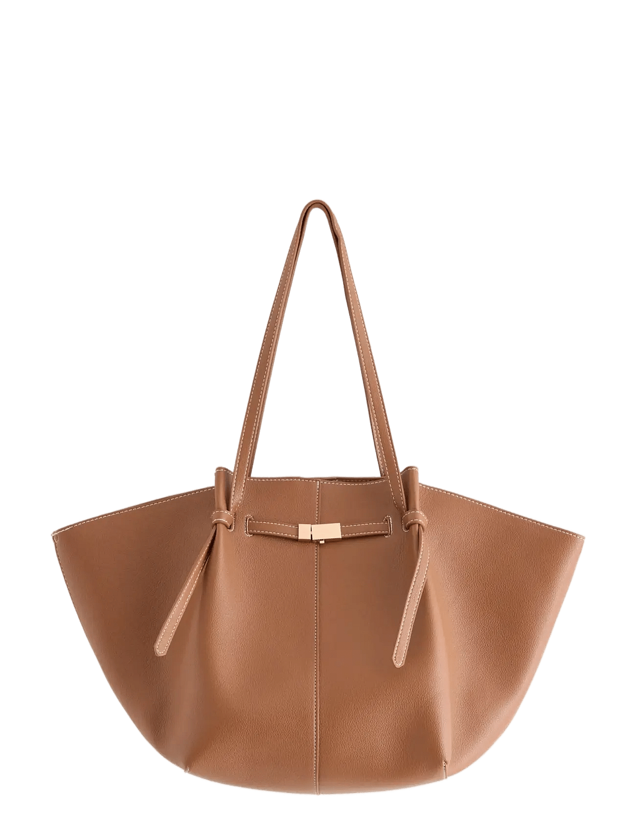 Tote bag in imitation leather - COGNAC