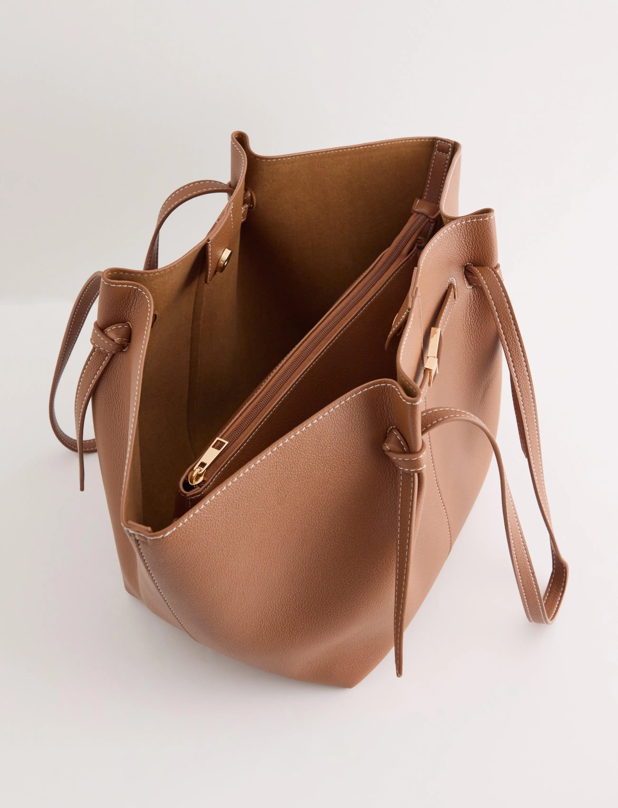 Lindex - Tote bag in imitation leather - tote bags - cognac - 2
