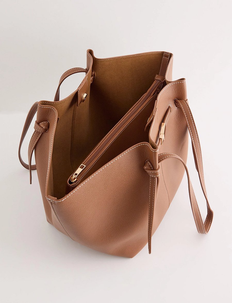 Lindex - Tote bag in imitation leather - tote bags - cognac - 2