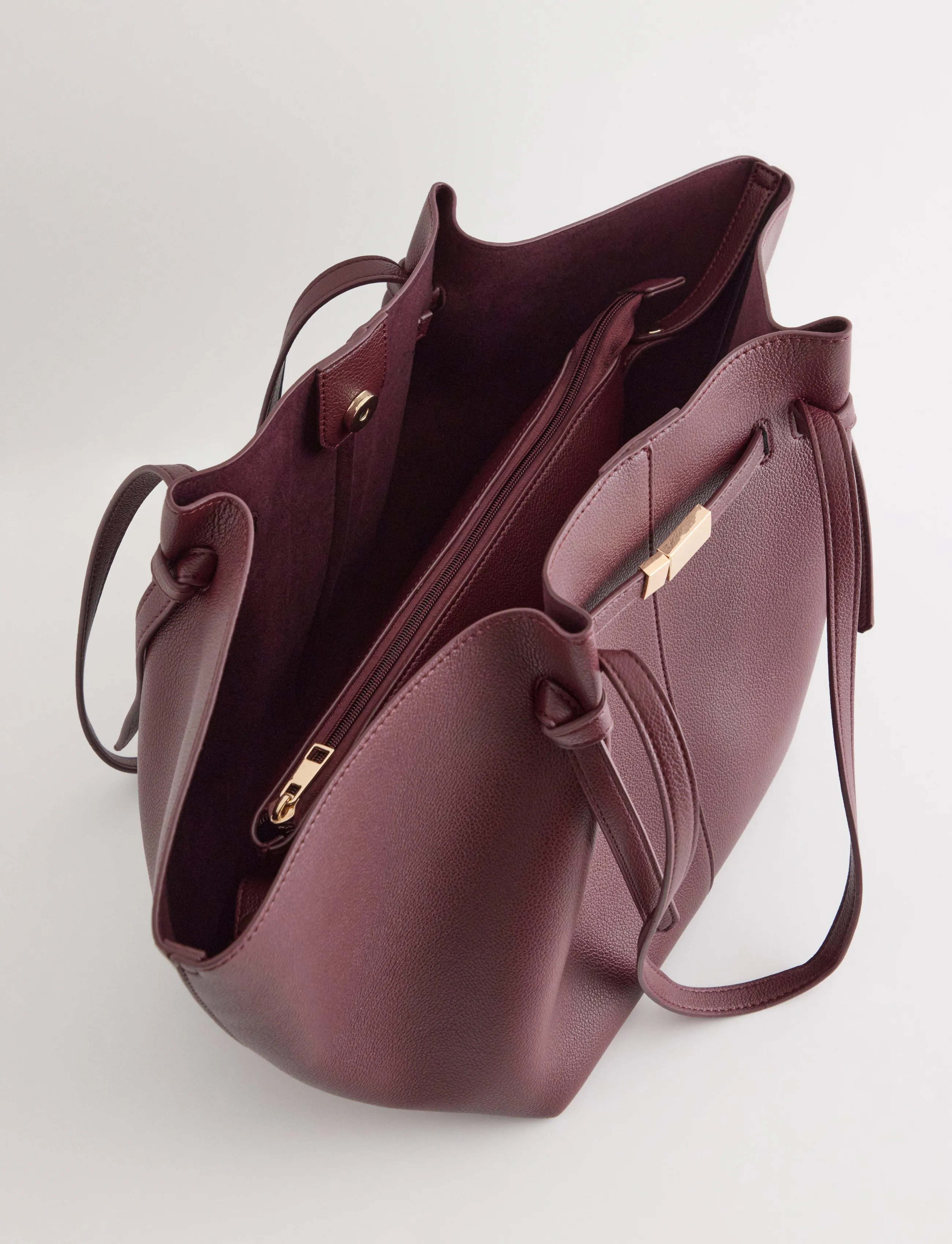 Lindex - Tote bag in imitation leather - tote bags - dark red - 2