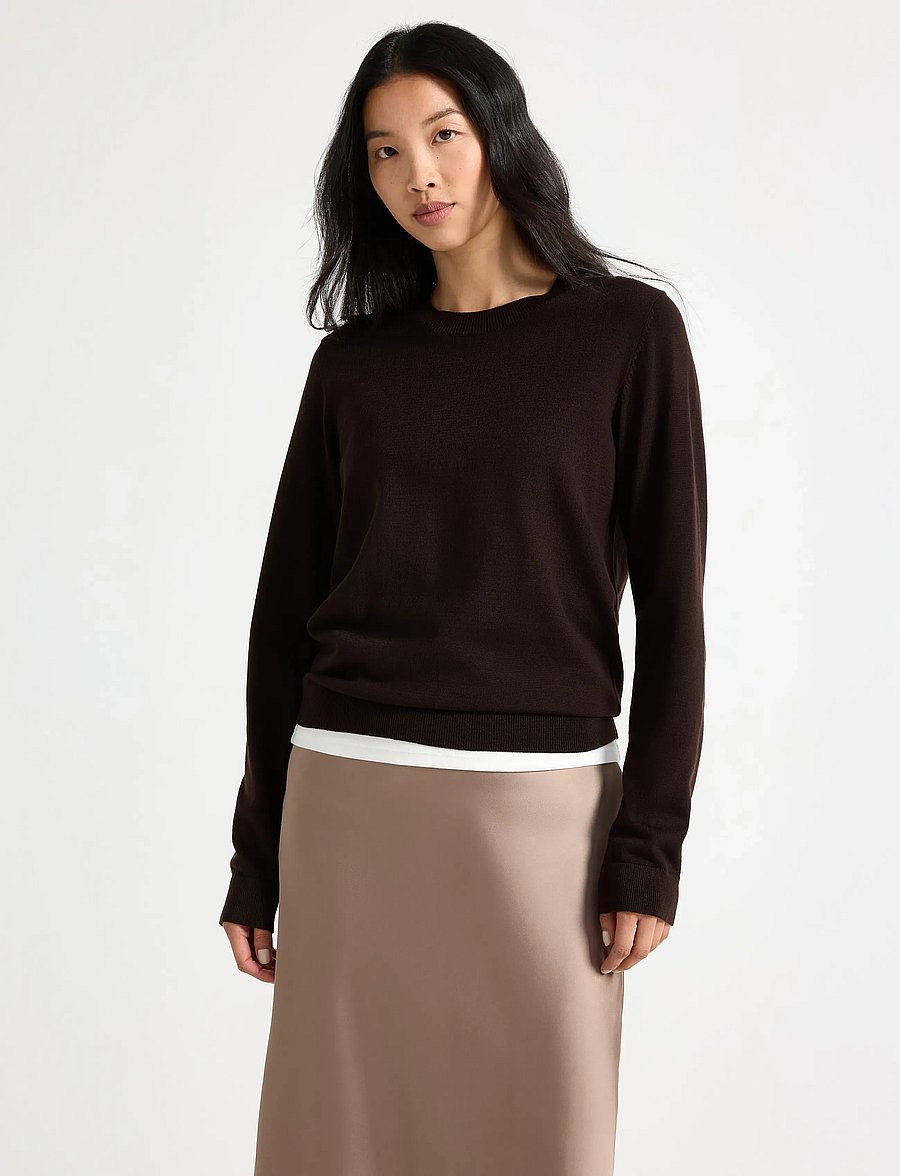 Lindex - Fine-knit long-sleeved top - kampsunid - dark brown - 0