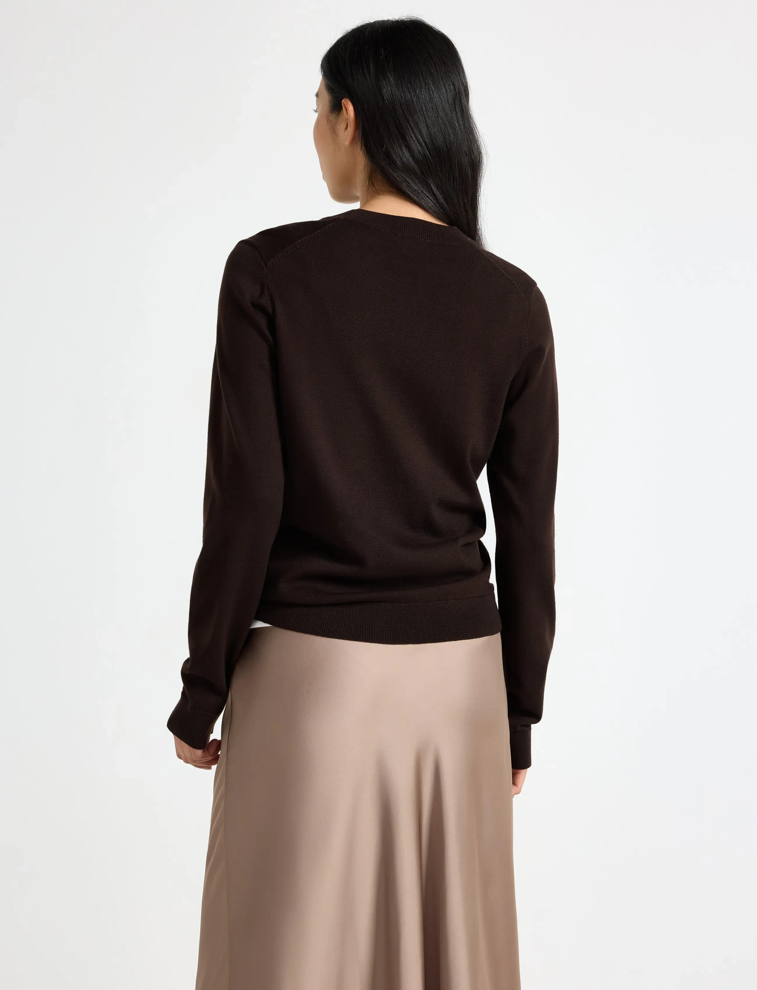 Lindex - Fine-knit long-sleeved top - kampsunid - dark brown - 3
