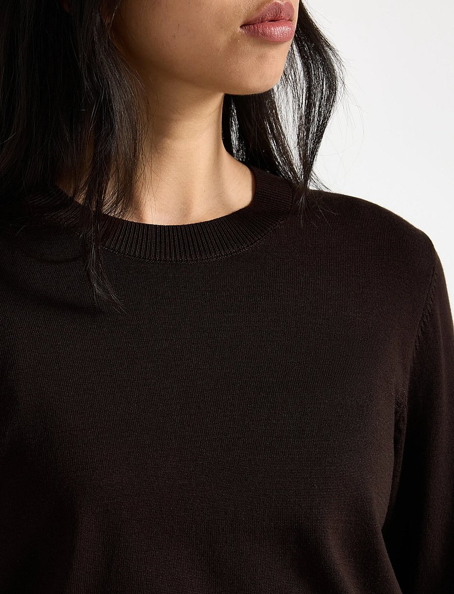 Lindex - Fine-knit long-sleeved top - kampsunid - dark brown - 4