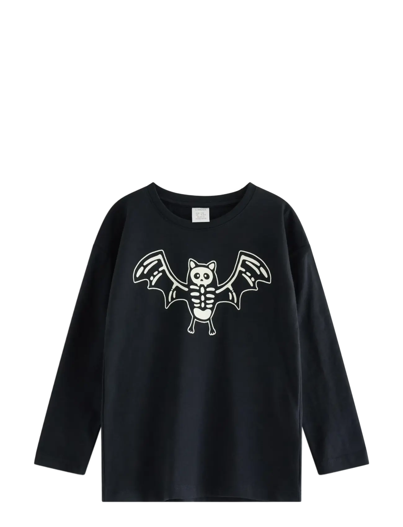 Lindex - Long-sleeved top with glow in the dark print - offblack - 1