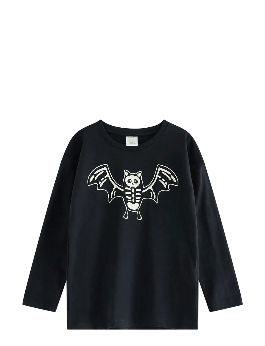Lindex - Long-sleeved top with glow in the dark print - pikkade varrukatega t-särgid - offblack - 1