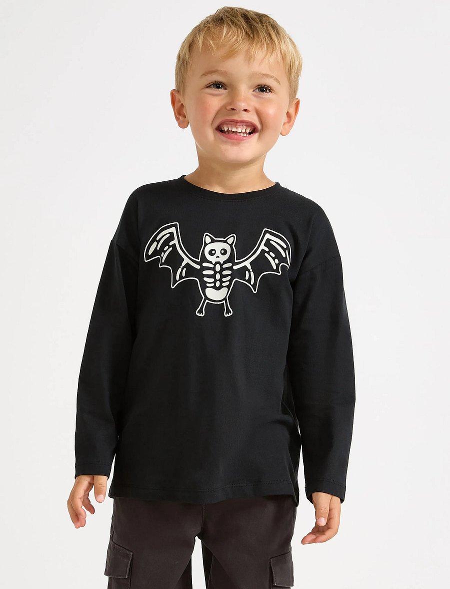 Lindex - Long-sleeved top with glow in the dark print - pikkade varrukatega t-särgid - offblack - 0