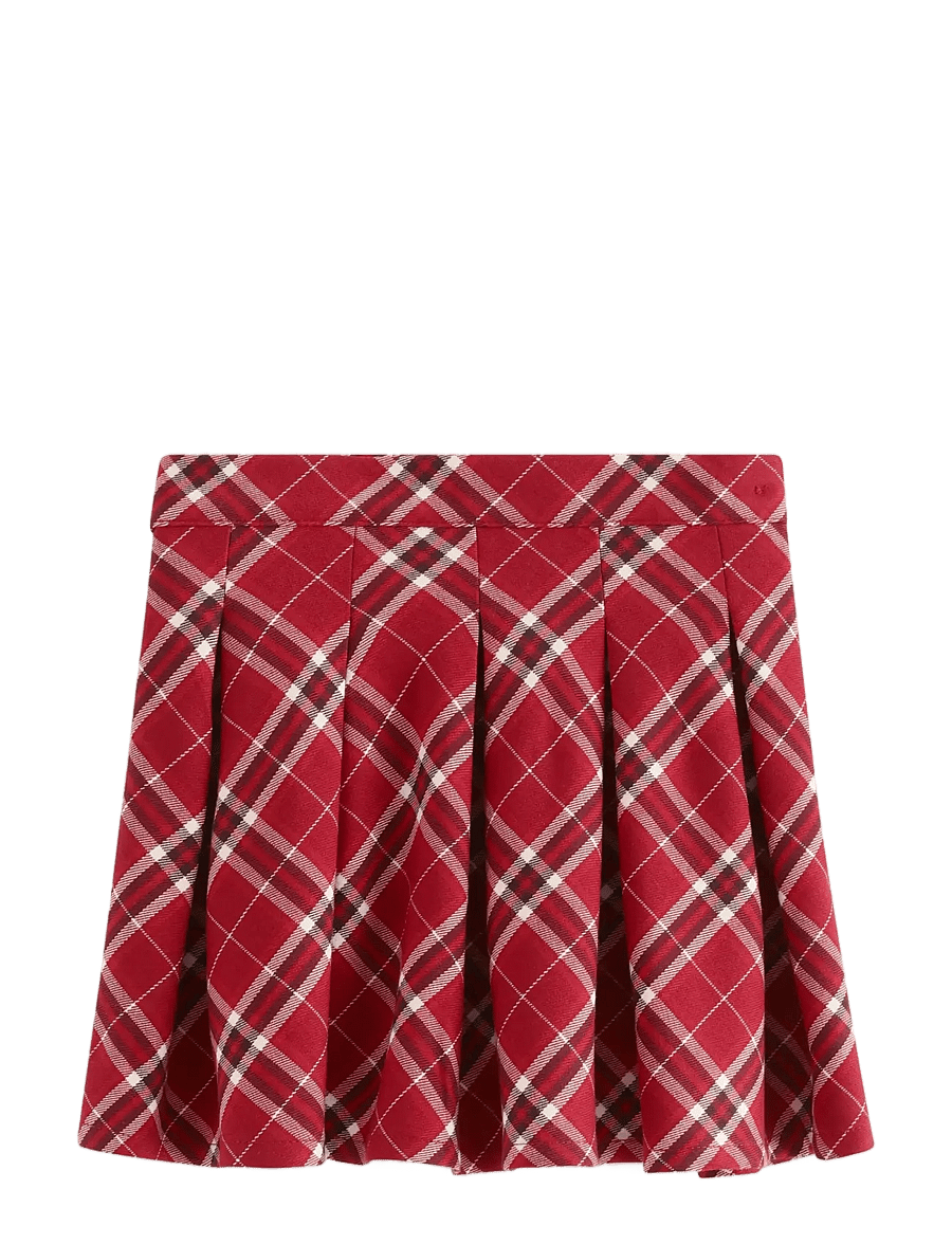 Lindex - Checked skirt with pleats - kurze röcke - dark dusty red - 0