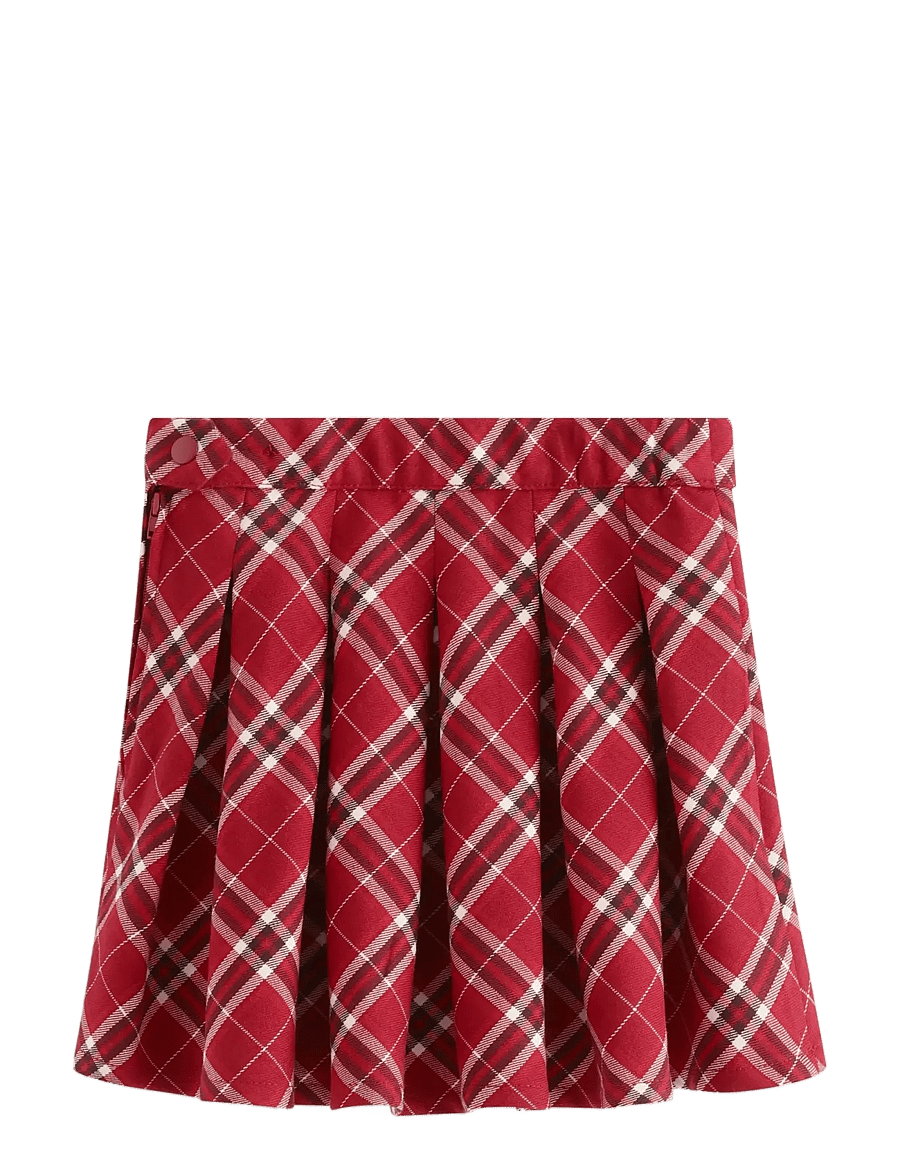Lindex - Checked skirt with pleats - kurze röcke - dark dusty red - 1