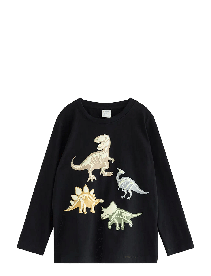 Lindex - Long-sleeved top with glow in the dark print - pikkade varrukatega t-särgid - black - 1