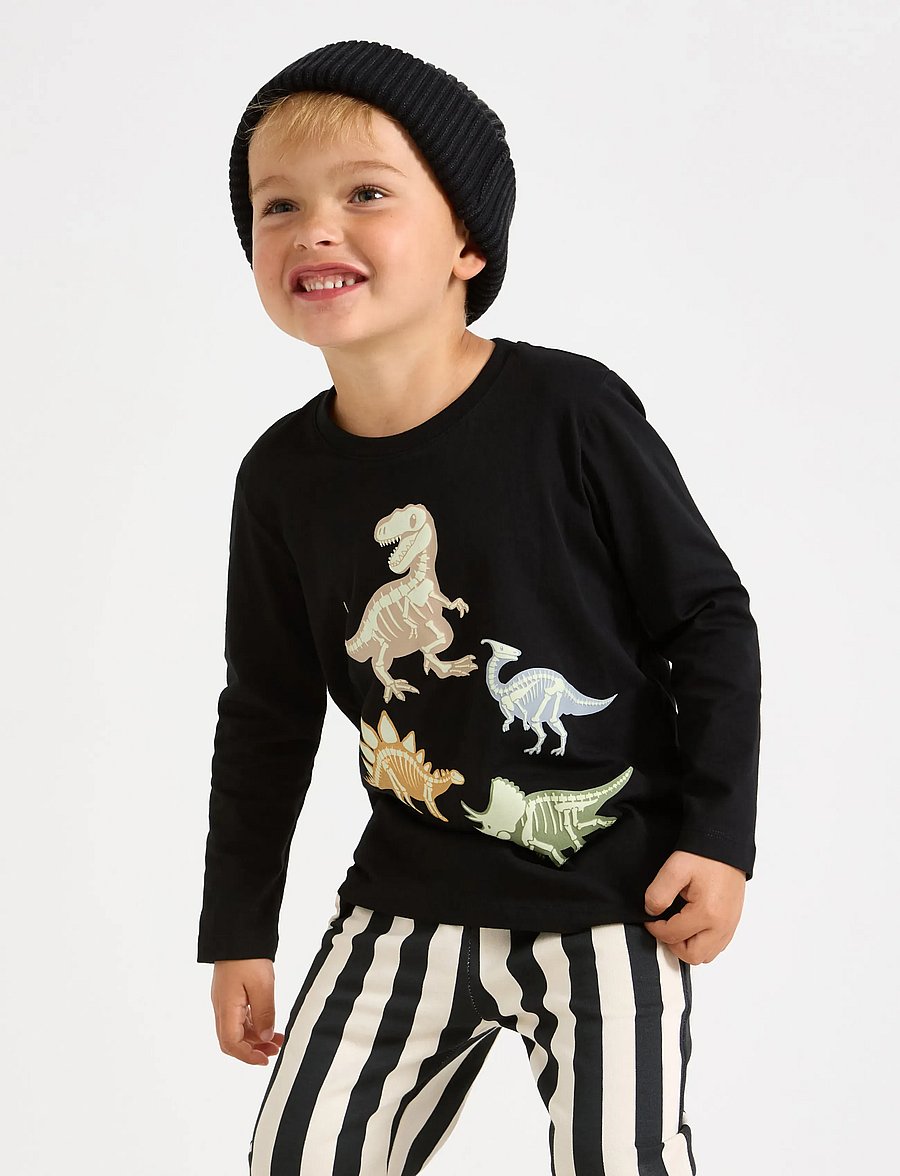 Lindex - Long-sleeved top with glow in the dark print - pikkade varrukatega t-särgid - black - 0