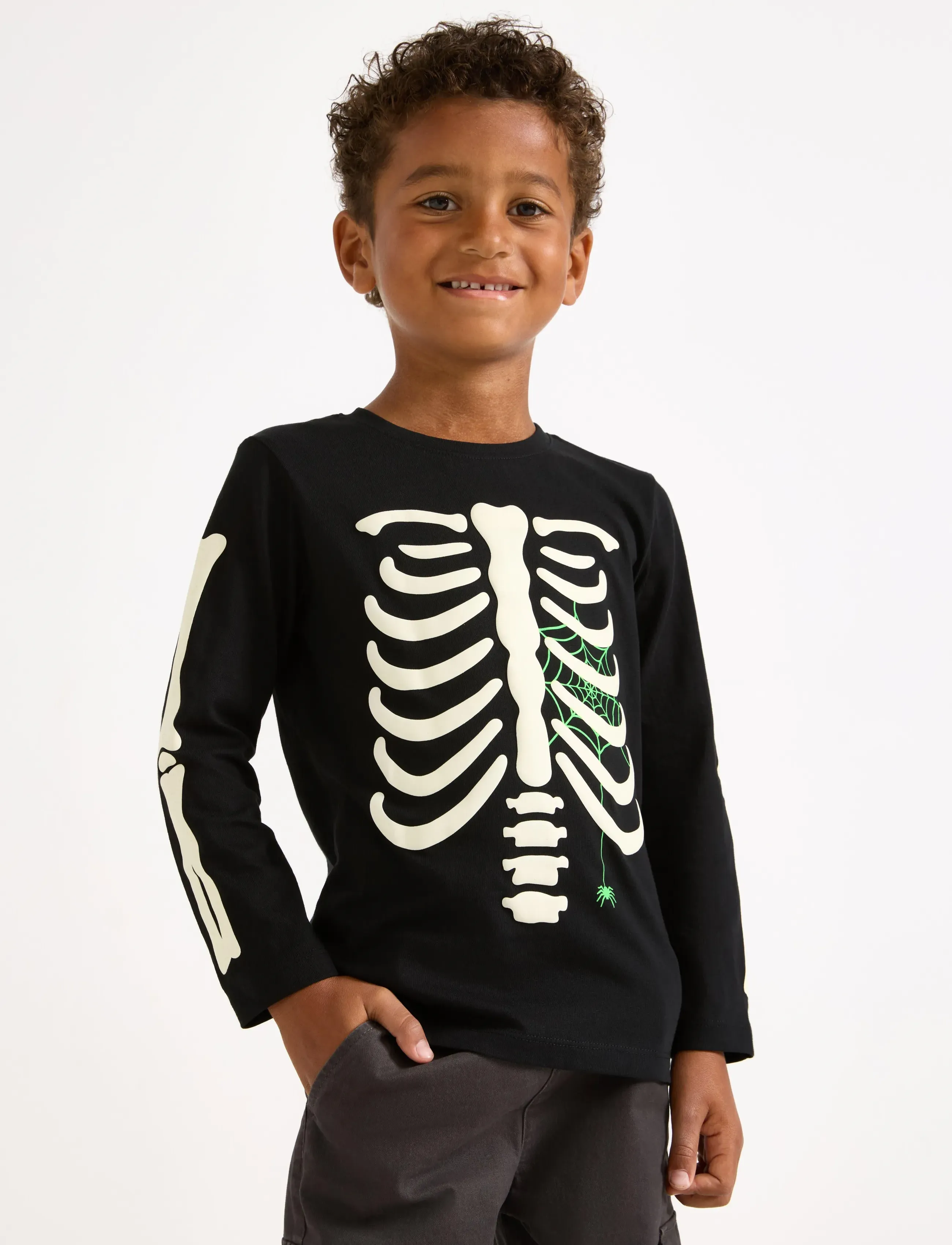 Lindex - Top with glow in the dark motif - langærmede t-shirts - black - 0