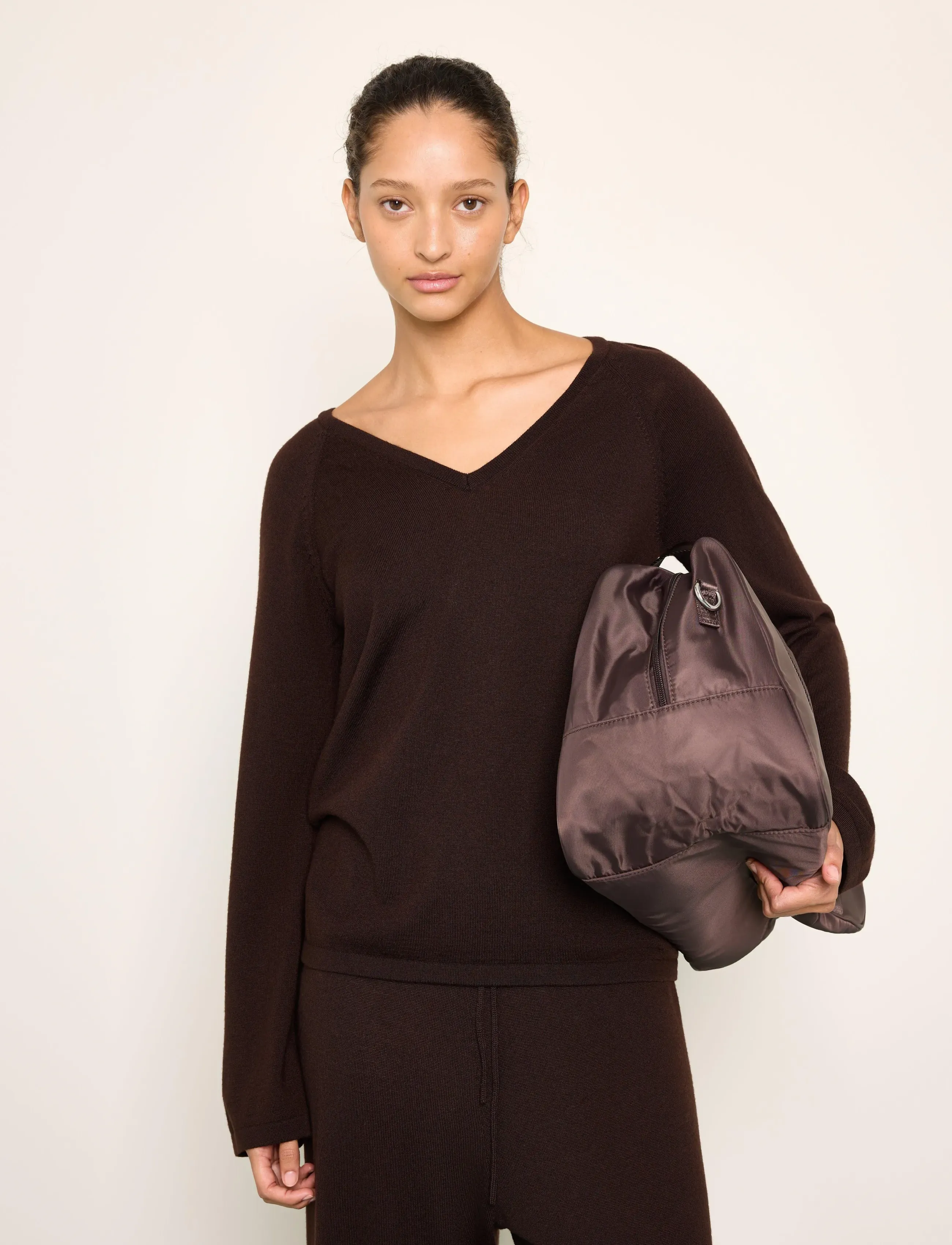 Lindex - Fine-knit jumper in merino wool - dark brown - 0
