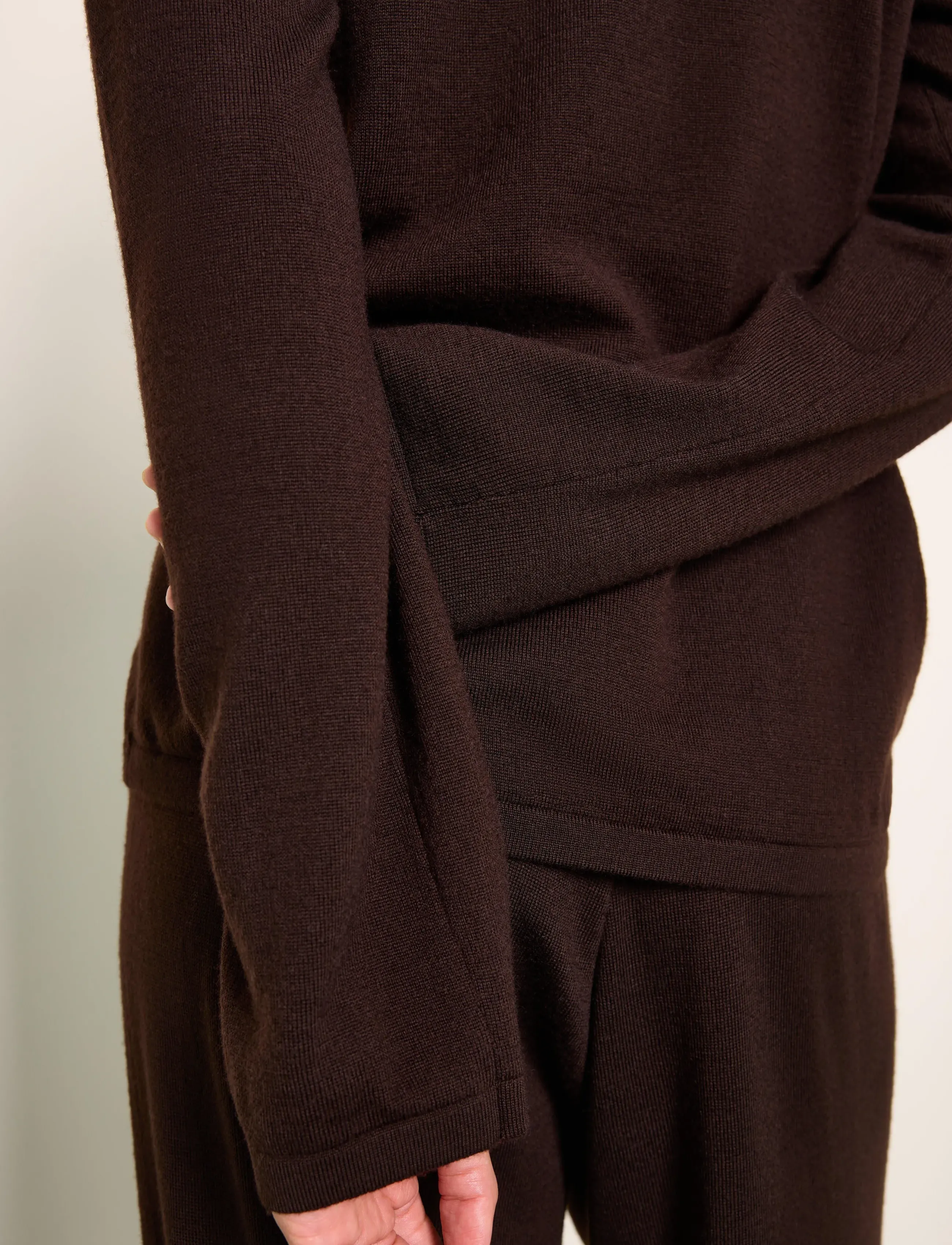 Lindex - Fine-knit jumper in merino wool - dark brown - 4