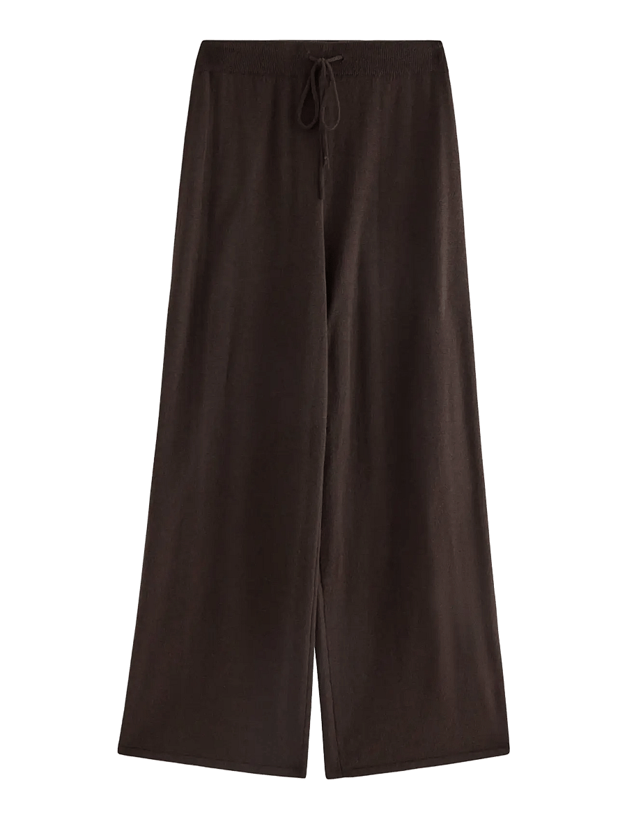 Lindex - Cropped wide trousers in merino wool - culottes - dark brown - 1