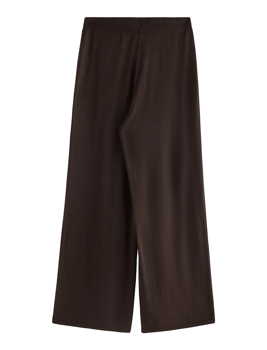 Lindex - Cropped wide trousers in merino wool - culottes - dark brown - 2