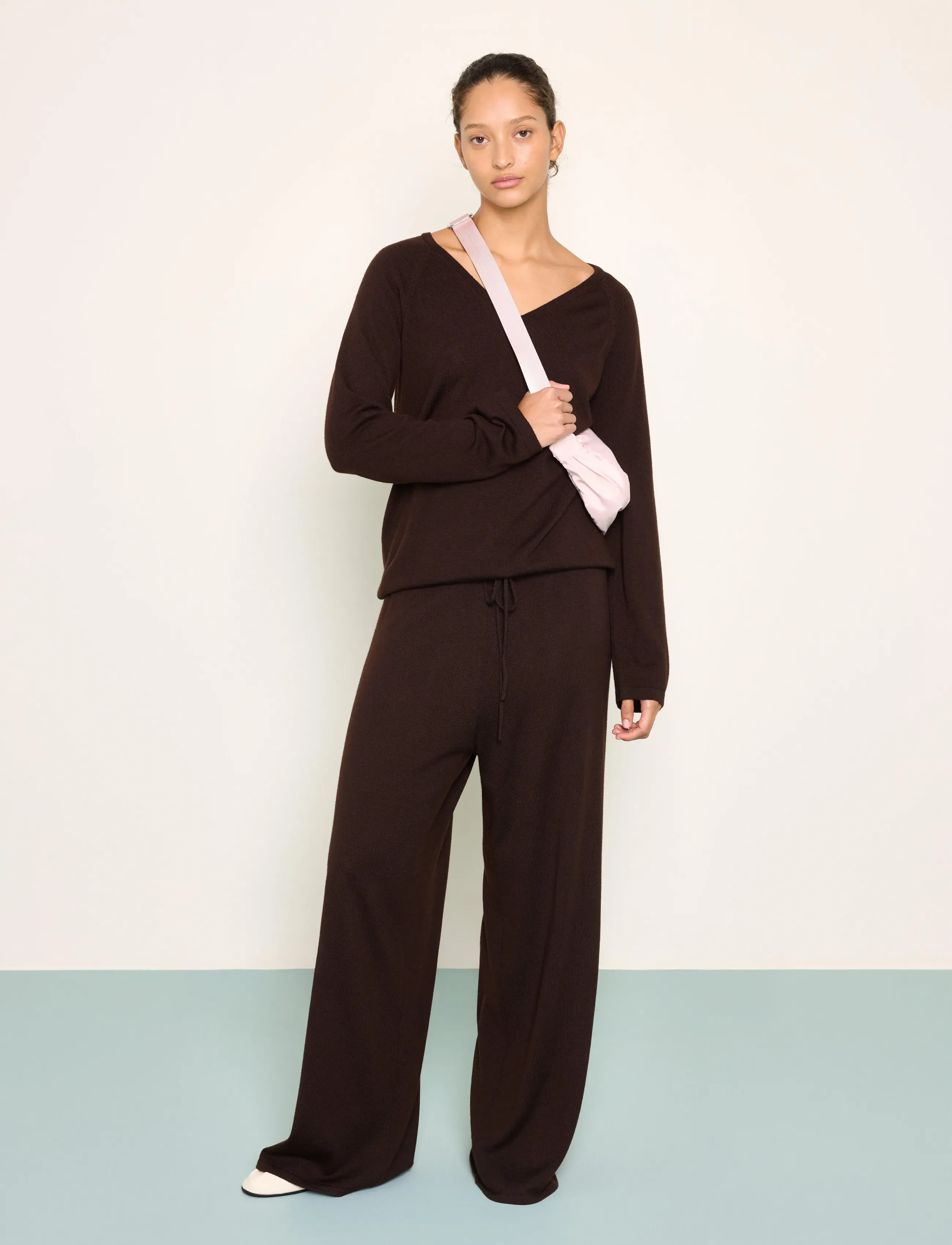 Cropped Wide Trousers In Merino Wool