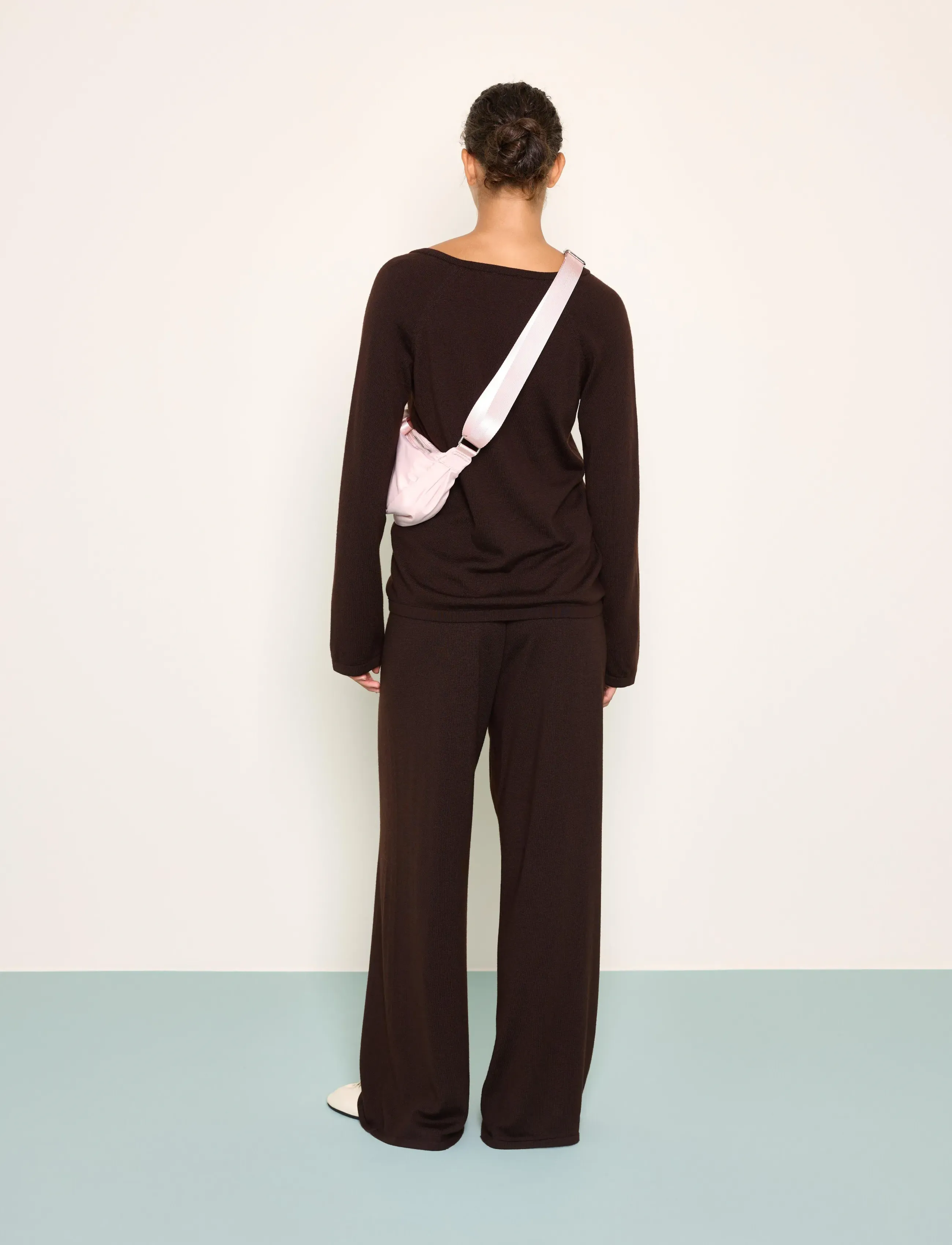 Lindex - Cropped wide trousers in merino wool - culottes - dark brown - 3
