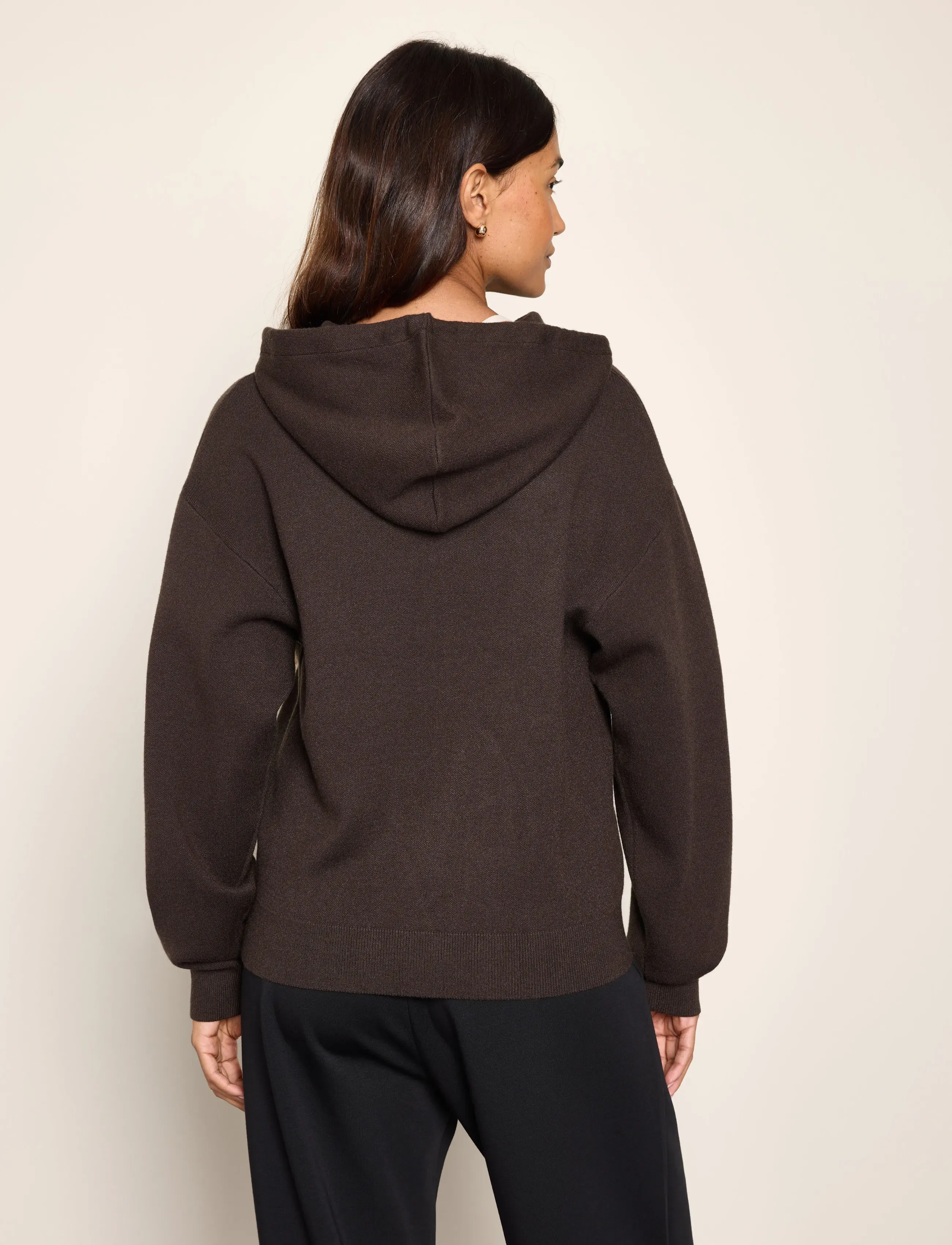 Lindex - Fine-knit hoodie - dark brown - 3