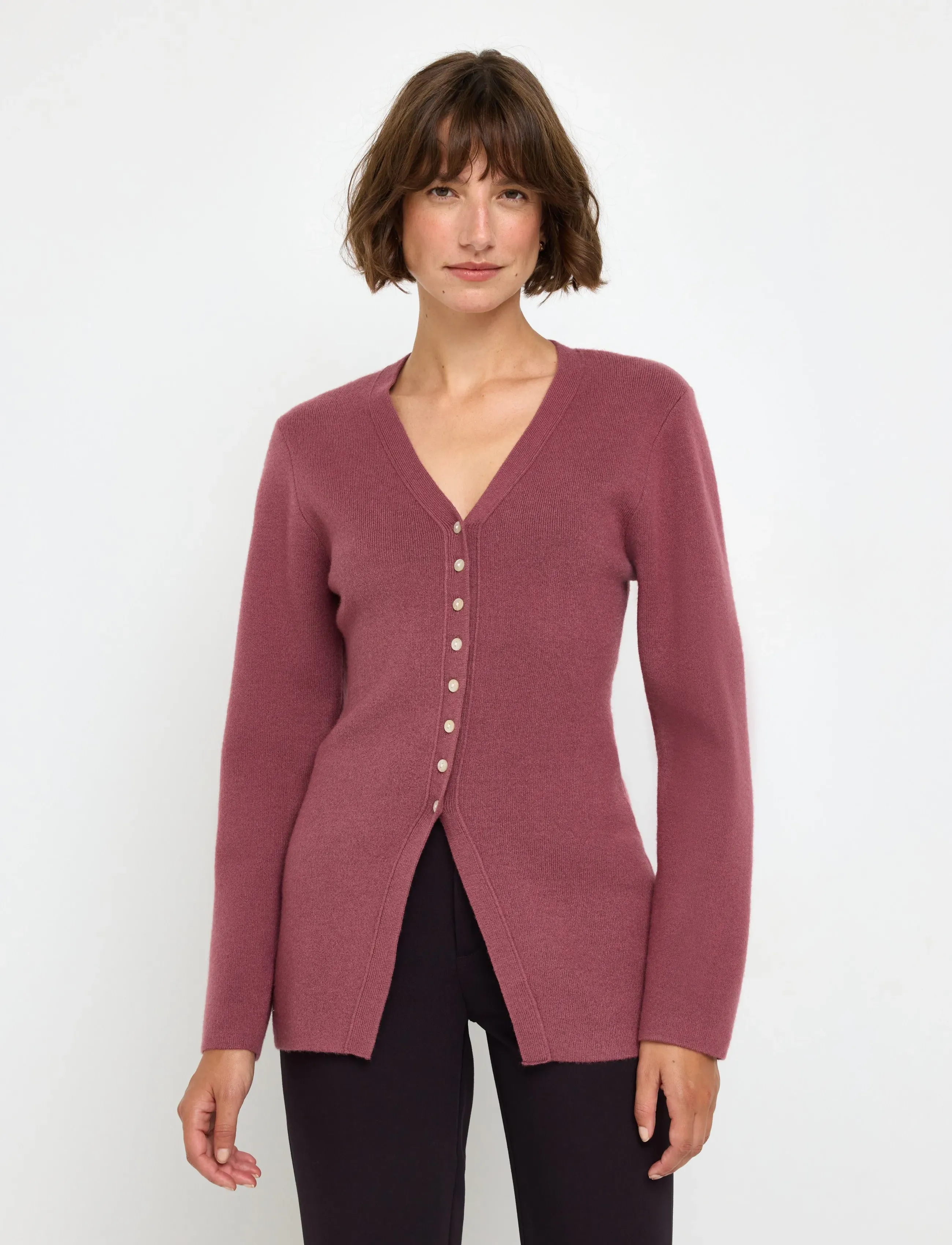 Lindex Figure fit cardigan - Lindex - DARK DUSTY LILAC / purple
