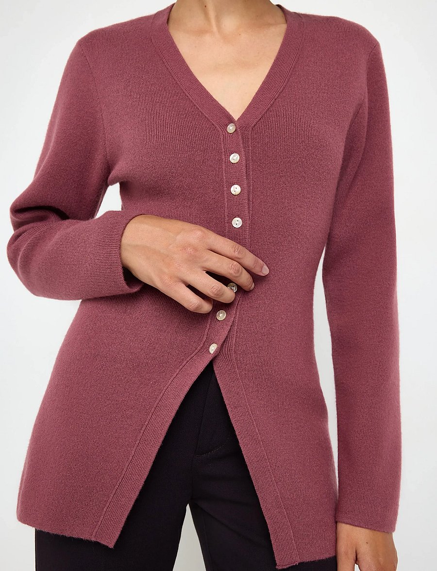 Lindex - Figure fit cardigan - cardigans - dark dusty lilac - 4