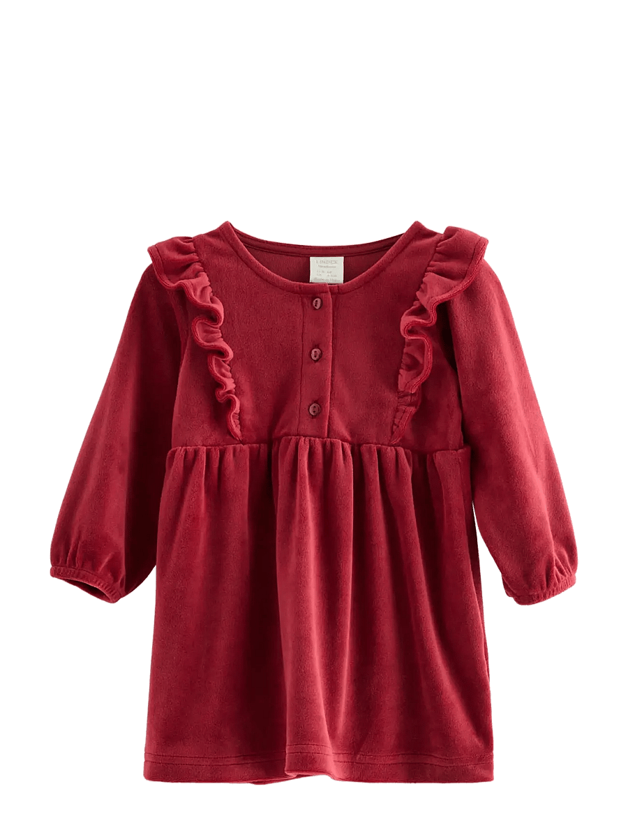 Lindex - Long-sleeved dress in velour - langärmelige babykleider - dark red - 0