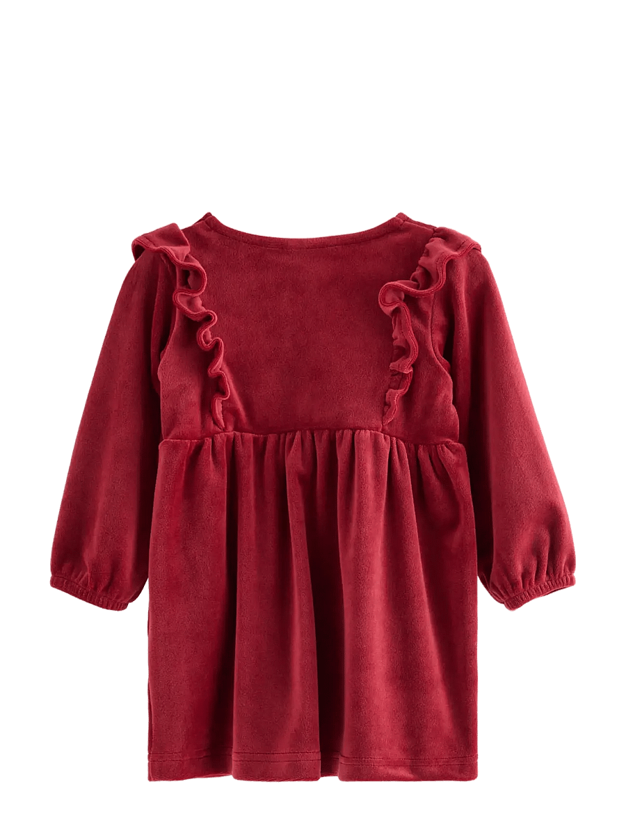 Lindex - Long-sleeved dress in velour - langärmelige babykleider - dark red - 1