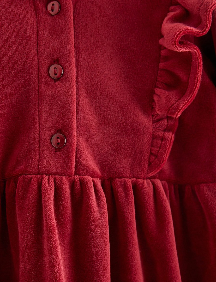 Lindex - Long-sleeved dress in velour - langärmelige babykleider - dark red - 2