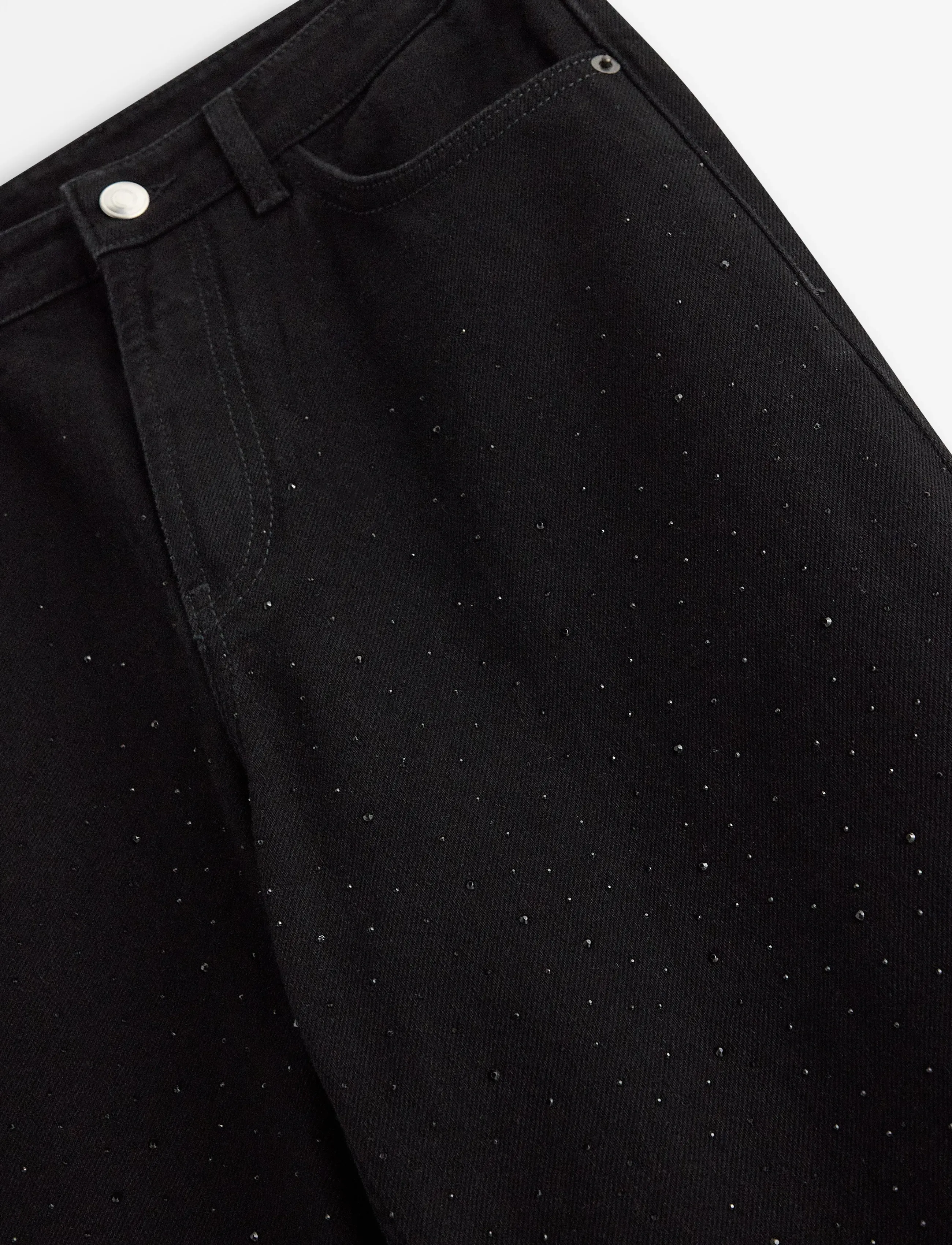 Lindex - Straight jeans with rhinestones - black denim - 2