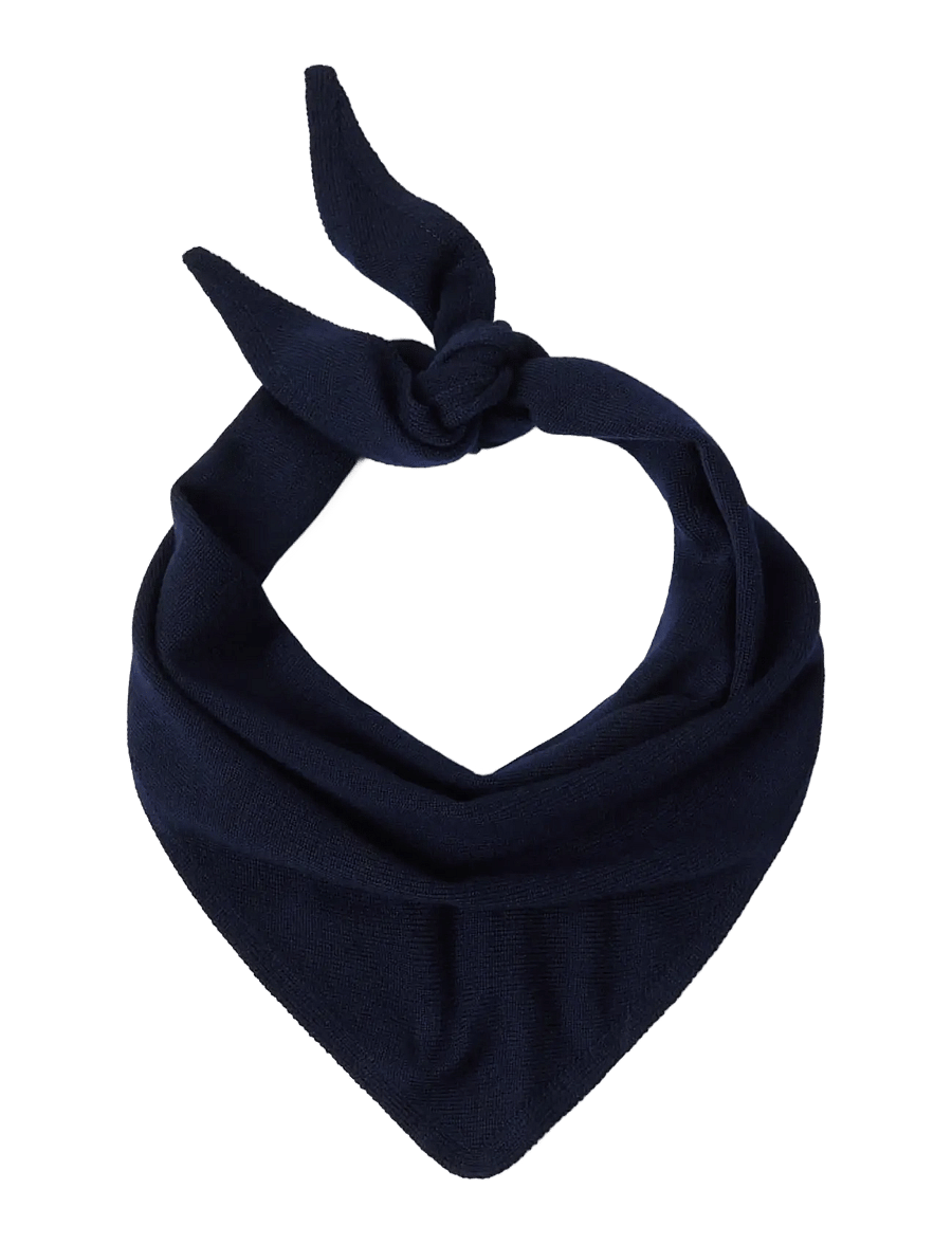 Lindex - Triangle scarf in merino wool - kerged sallid - dark blue - 0